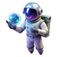 magnificent contemporary A lone astronaut using a holographic interface in deep space, nebulae providing soft background glow, science fiction style detailed png