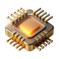 elegant modern A close-up of a microchip revealing intricate circuitry, golden light highlighting its complexity, technical illustration style authentic png