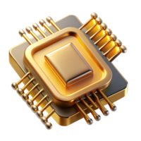 wonderful minimalist A close-up of a microchip revealing intricate circuitry, golden light highlighting its complexity, technical illustration style high resolution png