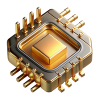 extraordinary minimalist A close-up of a microchip revealing intricate circuitry, golden light highlighting its complexity, technical illustration style 4K png