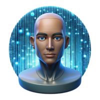 impressionante criativo uma digital humano face emergente a partir de uma corrente do binário código, dramático iluminação, futurista retrato estilo exclusivo png