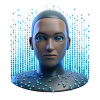 sereno vintage uma digital humano face emergente a partir de uma corrente do binário código, dramático iluminação, futurista retrato estilo Alto qualidade png