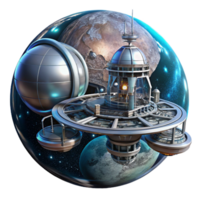 wonderful vintage Space station orbiting a distant planet, intricate metallic structures, panoramic views of the cosmos, realistic lighting, sci-fi, detailed png