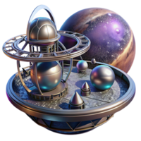 wonderful rustic Space station orbiting a distant planet, intricate metallic structures, panoramic views of the cosmos, realistic lighting, sci-fi, genuine png