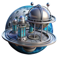 elegant minimalist Space station orbiting a distant planet, intricate metallic structures, panoramic views of the cosmos, realistic lighting, sci-fi, detailed png