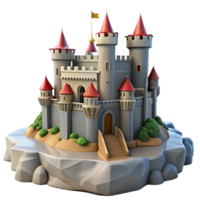 wonderful rustic Medieval castle perched on a cliff, fortified walls, imposing towers, dramatic sky, epic and majestic, premium png