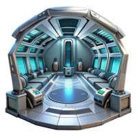 beautiful abstract Futuristic spaceship interior, sleek metallic surfaces, glowing panels, panoramic views of space, high-tech and minimalist, original png
