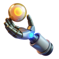 wonderful rustic A robotic hand reaching towards a glowing orb of energy, dynamic lighting, science fiction style premium png