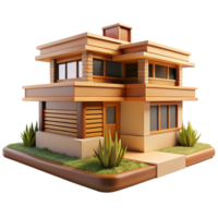 extraordinary modern Frank Lloyd Wright inspired prairie house, horizontal lines, natural materials, integration with the landscape, warm natural light, high resolution png