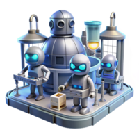 magnificent rustic A group of robots working in a futuristic factory, industrial lighting, science fiction style genuine png