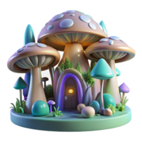 dramatic minimalist Organic architecture inspired by mushrooms, flowing forms, bioluminescent details, forest setting, magical and whimsical, professional png
