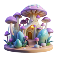 wonderful modern Organic architecture inspired by mushrooms, flowing forms, bioluminescent details, forest setting, magical and whimsical, 4K png