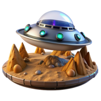 stunning creative A futuristic spaceship landing on a desolate planet, dramatic lighting, science fiction style high resolution png