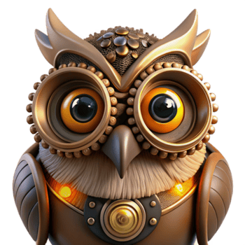 deslumbrante tradicional uma retrato do uma steampunk coruja, intrincado relógio engrenagens integrado para dentro Está penas, brilhando âmbar olhos, aceso de uma solteiro Holofote Alto resolução png