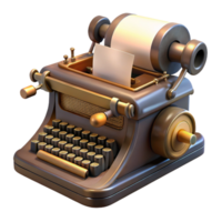 beautiful modern A steampunk typewriter, with intricate keys and levers, typing a message on a roll of parchment, bathed in the warm light of a desk lamp exclusive png