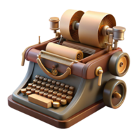 stunning abstract A steampunk typewriter, with intricate keys and levers, typing a message on a roll of parchment, bathed in the warm light of a desk lamp exclusive png