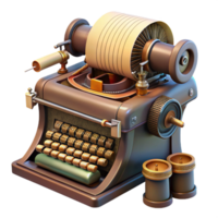 vibrant creative A steampunk typewriter, with intricate keys and levers, typing a message on a roll of parchment, bathed in the warm light of a desk lamp original png