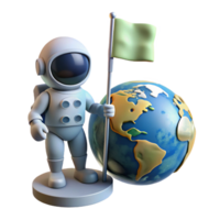 serene artistic A lone astronaut planting a flag on the moon, the Earth visible in the background, lit by the harsh glare of the sun, in the style of a NASA photograph 4K png