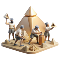 dramatic abstract A group of ancient Egyptians building the pyramids, the massive stones being hauled into place, lit by the harsh desert sun, in the style of a historical painting authentic png