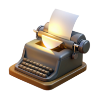 stunning modern A vintage typewriter with a sheet of paper, strong directional light from the left, gritty realism style detailed png