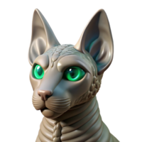 wonderful vintage A stoic sphinx with weathered stone skin and piercing emerald eyes, gazing out over a desolate desert landscape. Realism style 4K png