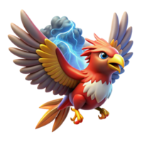 beautiful minimalist A majestic Thunderbird with vibrant feathers and lightning crackling around its wings, soaring through a stormy sky. Native American style high resolution png