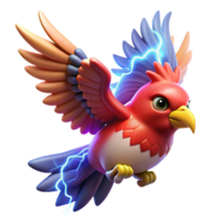 serene classic A majestic Thunderbird with vibrant feathers and lightning crackling around its wings, soaring through a stormy sky. Native American style premium png