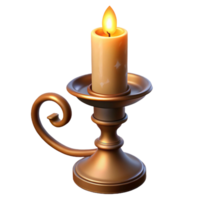 vibrant abstract A vintage candlestick with a flickering candle, warm candlelight, gothic style, realistic rendering premium png