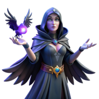 impressive minimalist A powerful Morrigan, the phantom queen, transforming into a raven, illuminated by dark magic. Celtic mythology style high resolution png