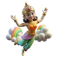 stunning artistic A graceful Apsara, a celestial nymph, dancing in the clouds, illuminated by a rainbow. Hindu mythology style high resolution png