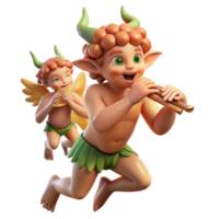 beautiful creative A mischievous satyr playing a pan flute, surrounded by dancing nymphs, in a twilight forest, in a vibrant, Impressionist style exclusive png