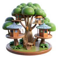 beautiful abstract Treehouse village, interconnected platforms, dappled forest light, fantasy style original png