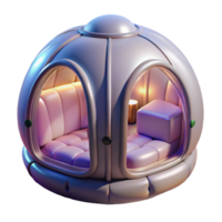 elegant creative Inflatable living module, translucent material, soft internal lighting, futuristic style 4K png