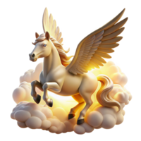 wonderful abstract A winged Pegasus soaring through the clouds, illuminated by a golden sunrise, in a majestic, Romantic style high resolution png