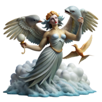 extraordinary contemporary A beautiful harpy with the body of a bird and the head of a woman, snatching a fish from the ocean, under a stormy sky, in a dynamic, Art Deco style exclusive png