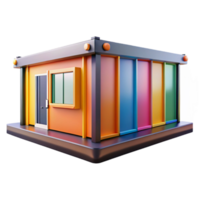 beautiful creative Prefabricated housing unit, colorful panels, bright daylight, pop art style detailed png