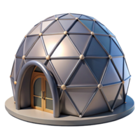 magnificent abstract Geodesic dome home, triangular panels, soft interior light, futuristic style original png