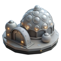 extraordinary creative Lunar base, domed structures, grey lunar surface, artificial light detailed png