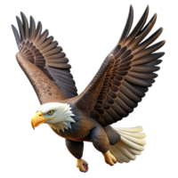 beautiful traditional A majestic bald eagle soaring through the sky, mountain backdrop, dramatic lighting, realistic rendering style premium png