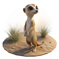 wonderful artistic A curious meerkat standing on its hind legs, desert setting, bright sunlight, photographic style detailed png