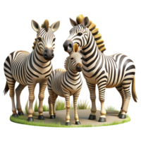 magnificent abstract A group of zebras grazing in the savanna, warm lighting, realistic rendering style high resolution png