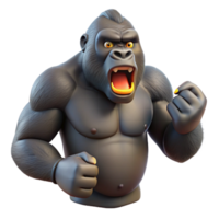 beautiful rustic A gorilla beating its chest, jungle setting, dappled sunlight, realistic rendering style genuine png