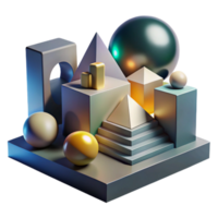 serene classic A dynamic interplay of light and shadow, creating an abstract landscape of geometric forms. Bauhaus style with high contrast lighting premium png