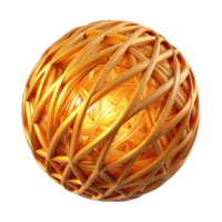 extraordinary contemporary A textured sphere composed of interwoven threads of light, emitting a warm, golden glow. Minimalism style with a subtle gradient authentic png