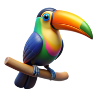 stunning classic A colorful toucan perched on a branch, rainforest setting, vibrant colors, digital art style exclusive png