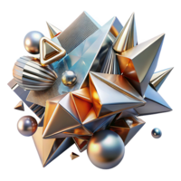 wonderful minimalist A dynamic composition of fragmented shapes and lines, creating a sense of movement and energy, with a metallic texture. Futurism style with a motion blur effect professional png