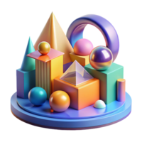 wonderful contemporary A dynamic interplay of light and color, creating an abstract landscape of geometric forms. Bauhaus style with a vibrant color palette high quality png