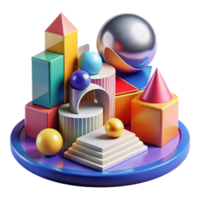 extraordinary minimalist A dynamic interplay of light and color, creating an abstract landscape of geometric forms. Bauhaus style with a vibrant color palette premium png