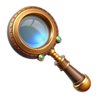 magnificent creative A steampunk magnifying glass with ornate brass handle and a large convex lens, detailed engravings, soft lighting original png