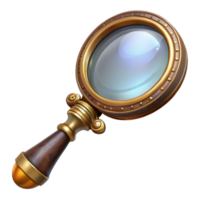 beautiful abstract A steampunk magnifying glass with ornate brass handle and a large convex lens, detailed engravings, soft lighting professional png